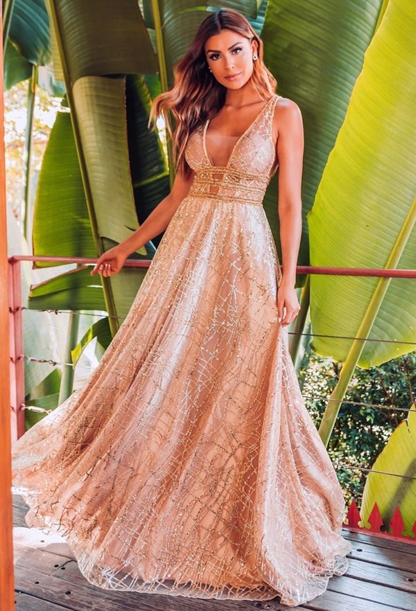 vestido dourado para madrinha de casamento