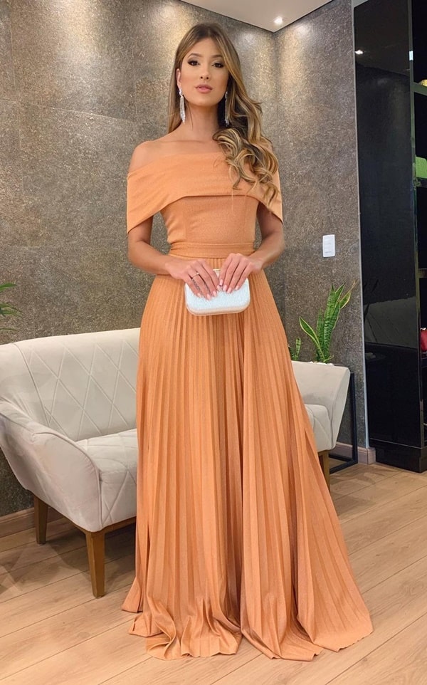 vestido longo terracota para madrinha de casamento