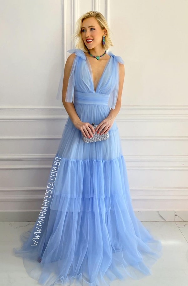 Vestido de best sale madrinha azul acinzentado