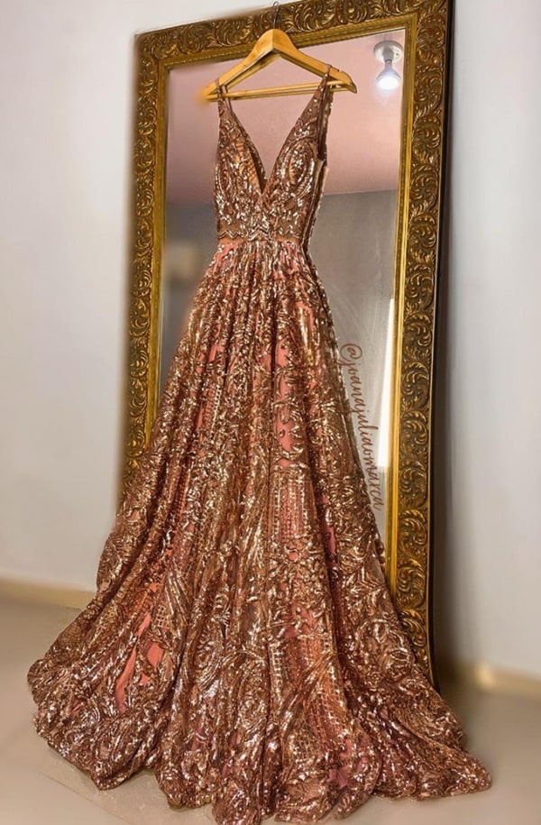 vestido de festa longo rose gold