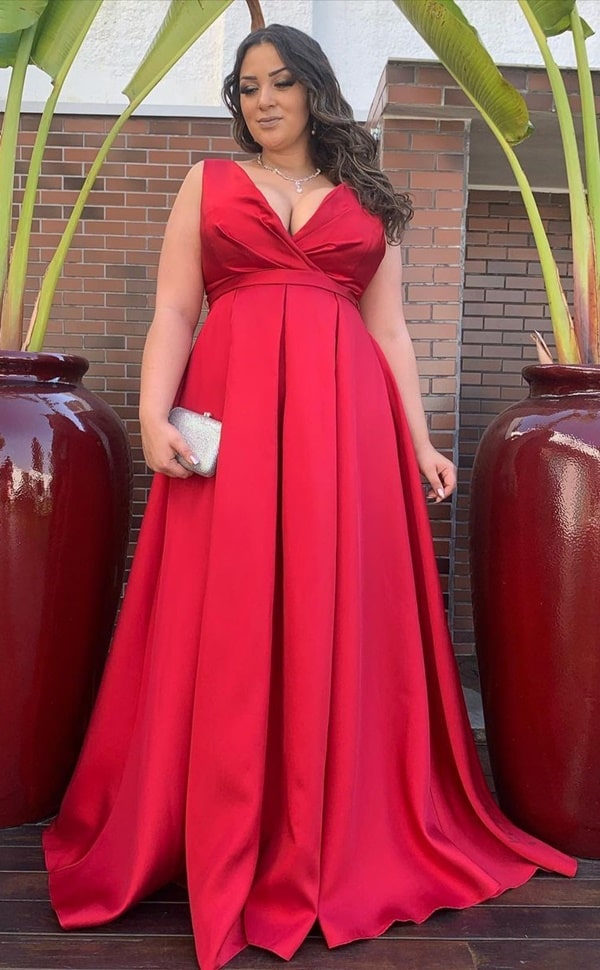 vestido de festa plus size vermelho