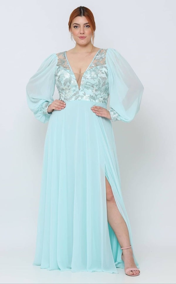 vestido longo azul serenity plus size para madrinha de casamento