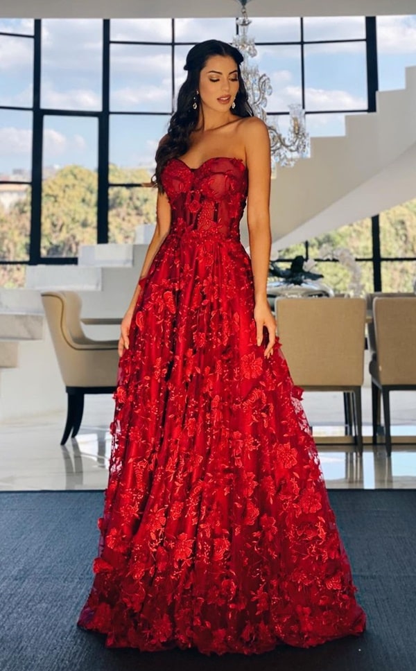 vestido longo vermelho marsala com brilho