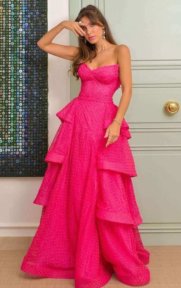 Nati Vozza vestido de festa longo pink
