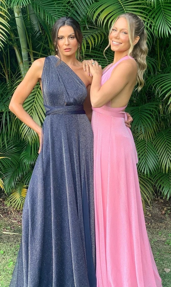 vestido longo de lurex modelo amarração multiformas