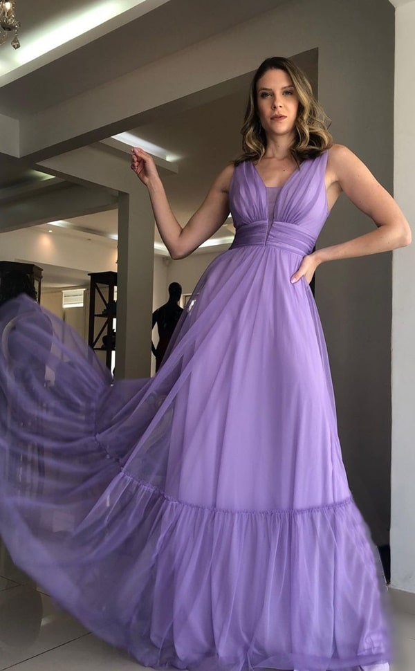 vestido longo lavanda para madrinha de casamento