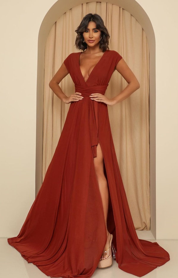vestido longo terracota modelo mil formas