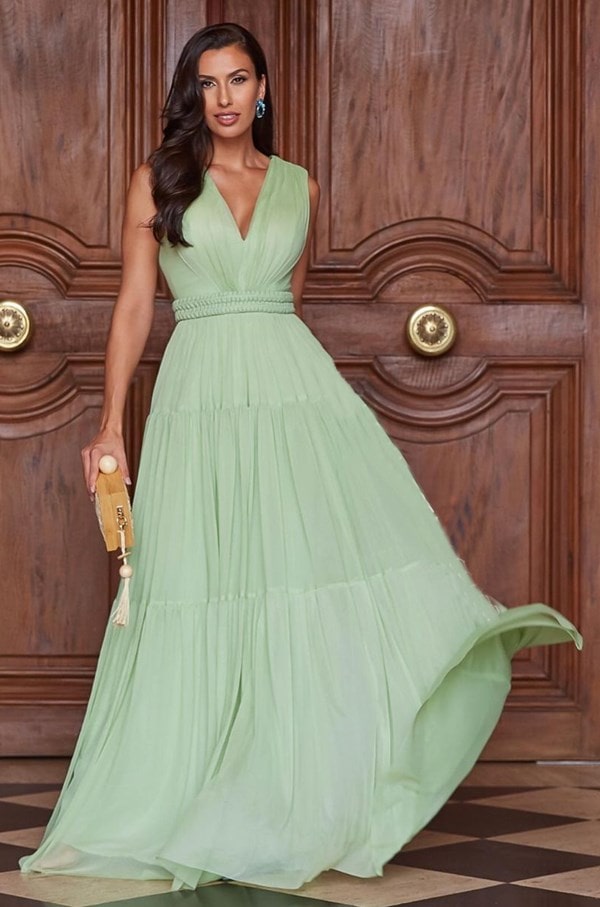 vestido longo verde claro pistache para madrinha de casamento