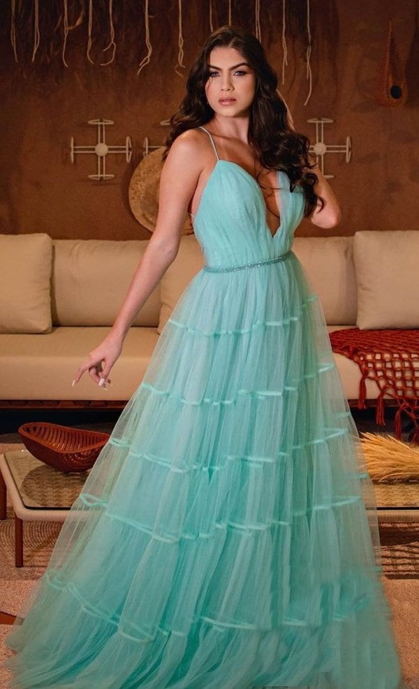 Vestido de madrinha verde tiffany plus size cheap