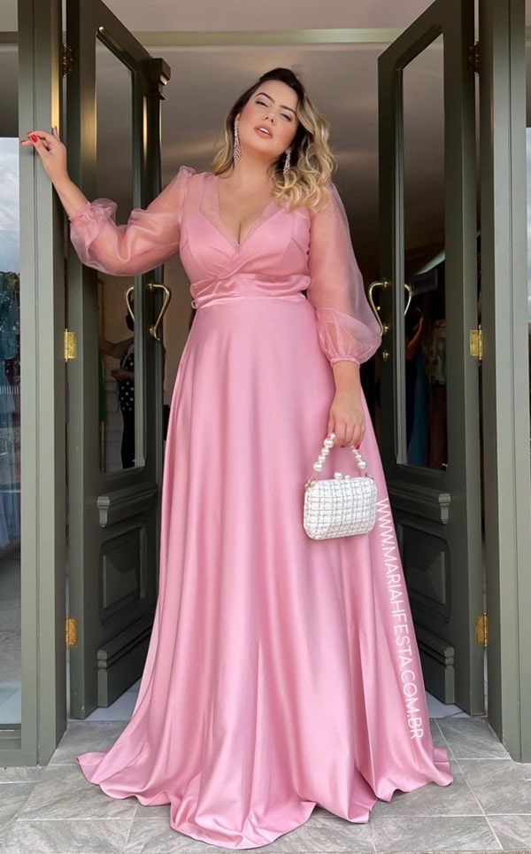 vestido de festa plus size rose 