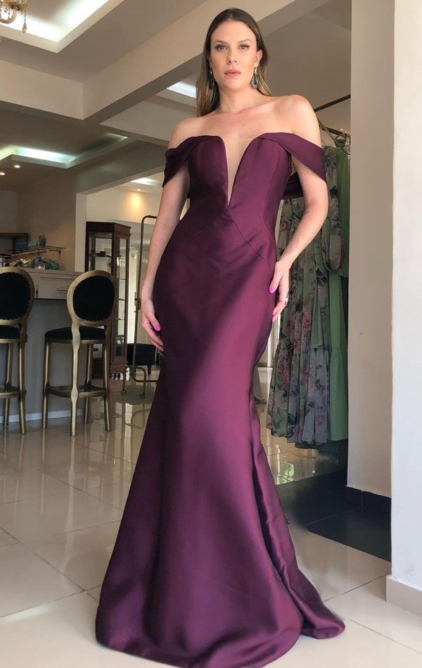 vestido de festa longo vinho