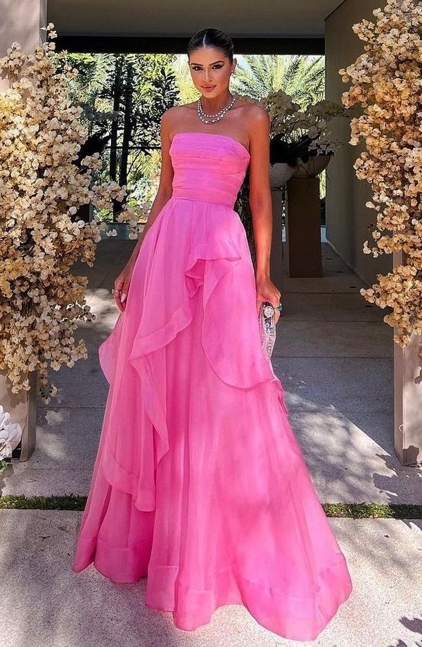 vestido rosa para madrinha de casamento dia