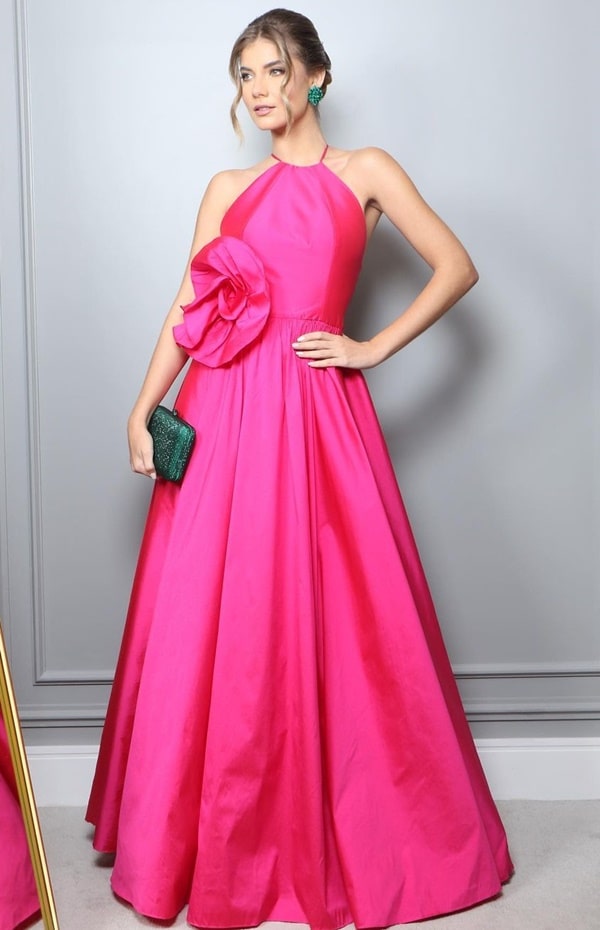 vestido de festa longo pink para madrinha
