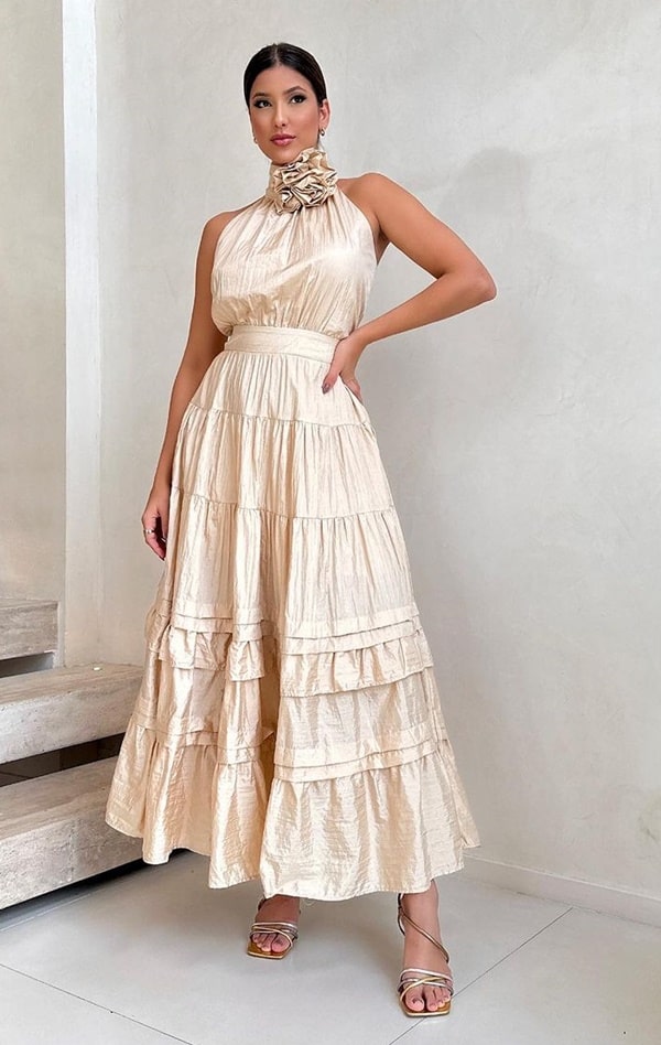vestido longuete social 
