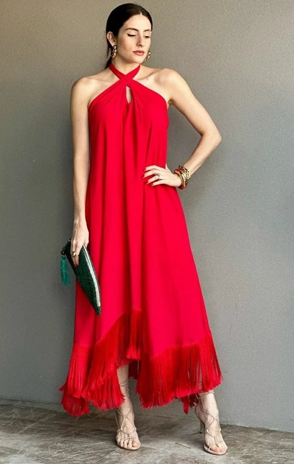 vestido longuete vermelho