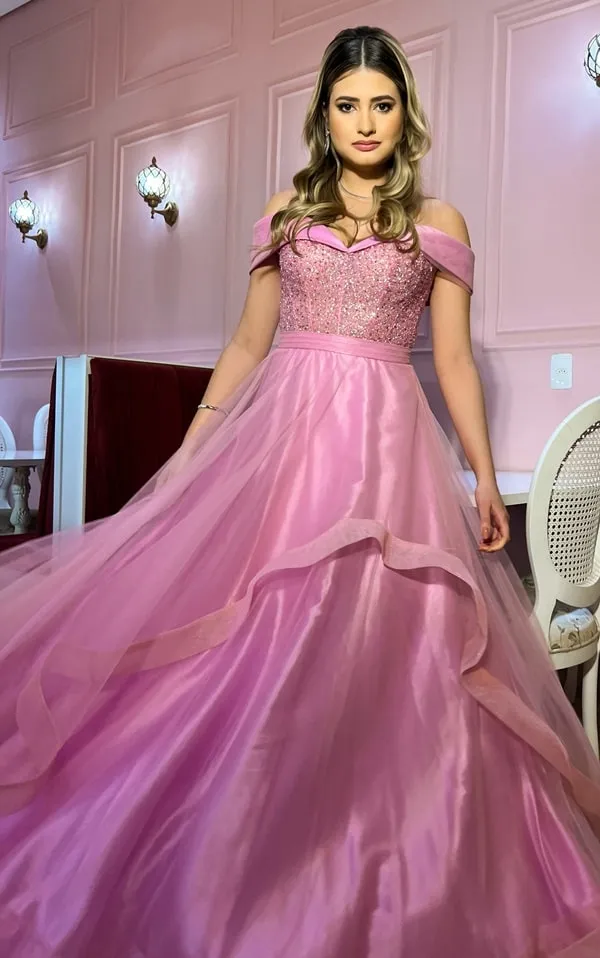 vestido rosa para debutante