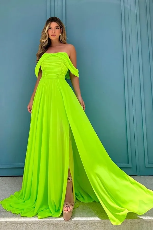 vestido de festa longo verde neon para convidada de casamento 