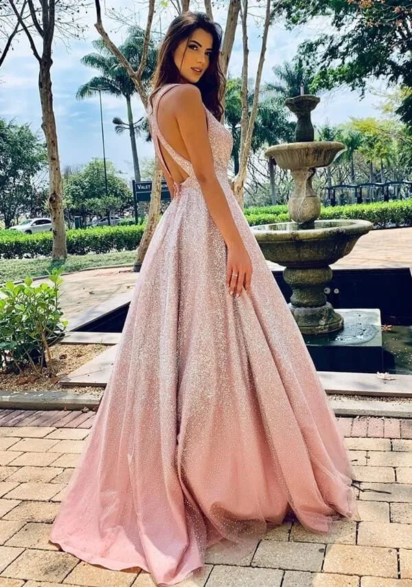 vestido estilo princesa com glitter para debutante festa de 15 anos