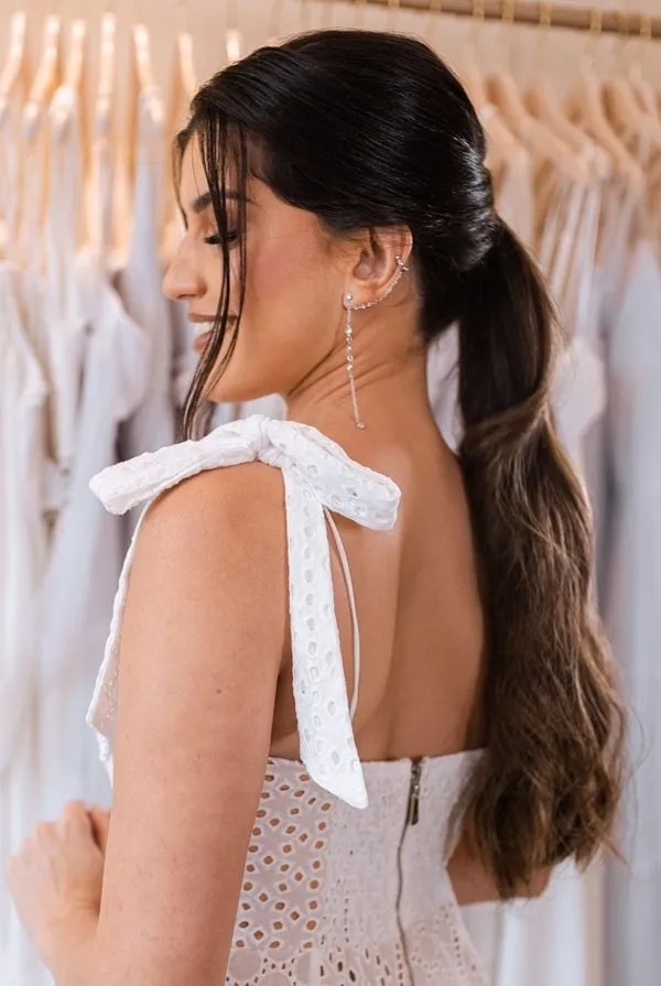 penteado simples para noiva casamento civil, rabo de cavalo, ponytail